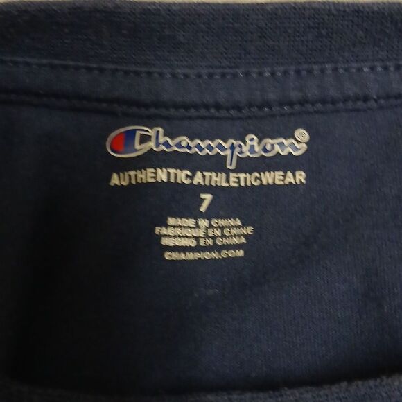 🩷CHAMPION Boys Size 7 Tshirt, Navy - Picture 5 of 7